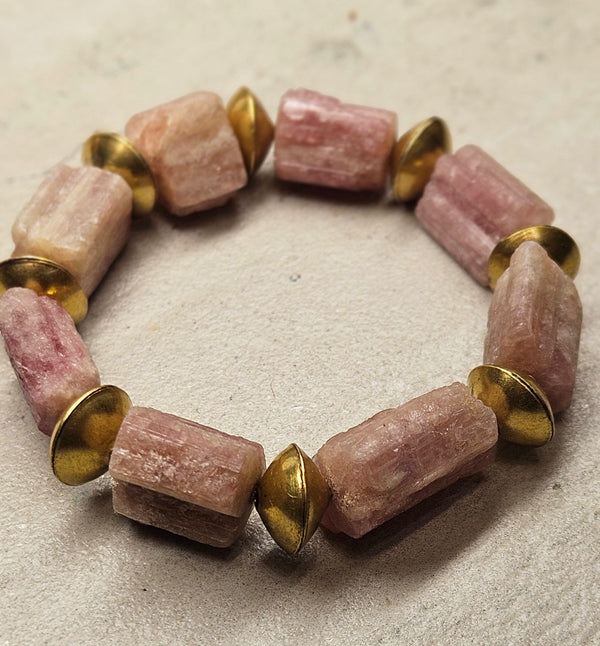 Pink Tourmaline Rough Bracelet 213