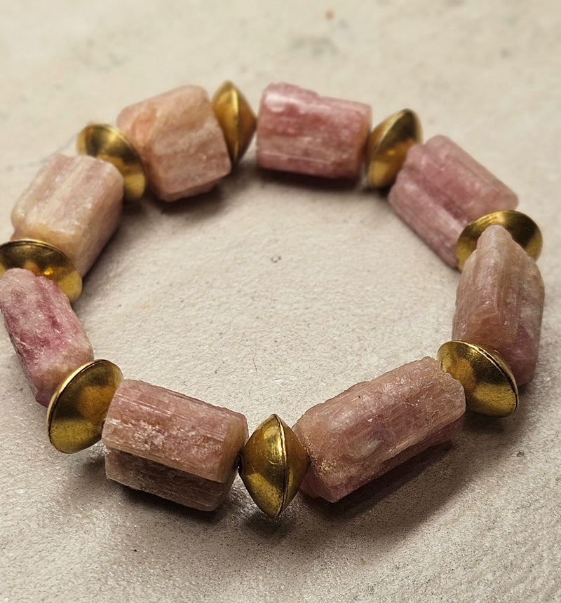 Pink Tourmaline Rough Bracelet 213