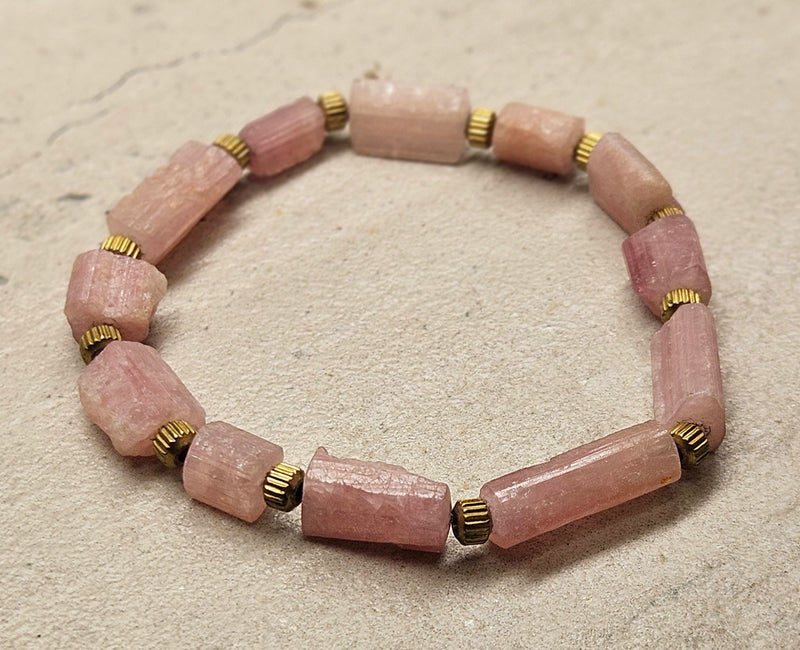 Pink Tourmaline Rough Bracelet 215