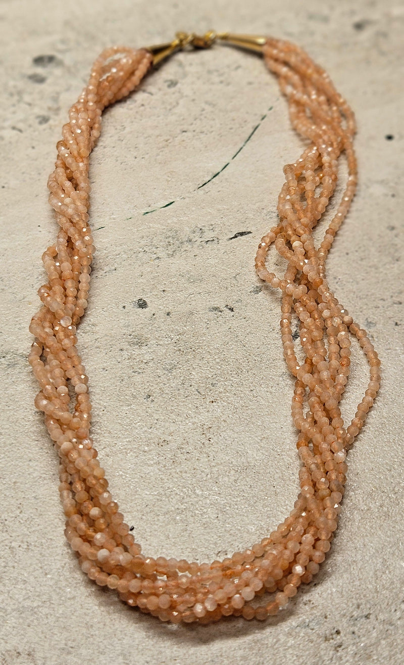 Peach Moonstone 7Stands Necklace 227