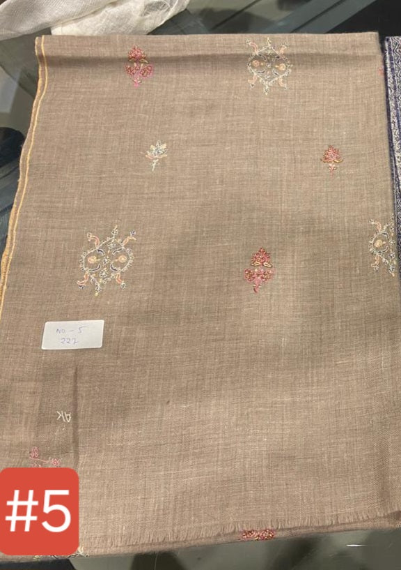 5 Embroidered Moments Cashmere Beige Shawl 243