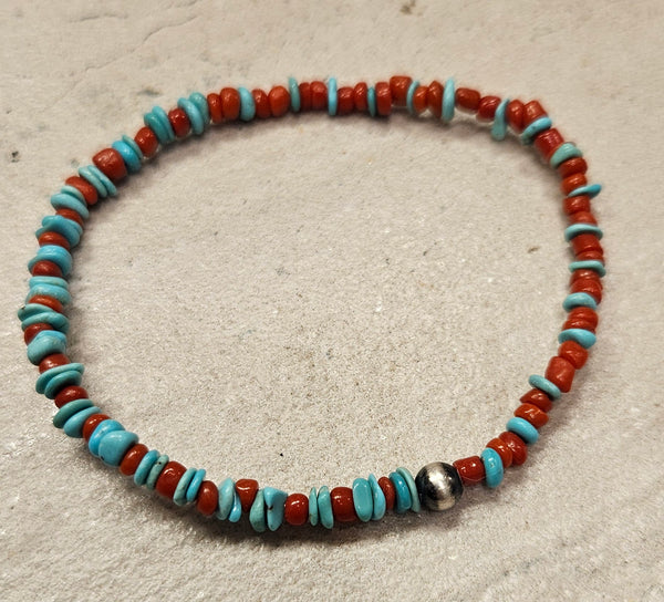 Natural Coral & Turquoise Bracelet 281