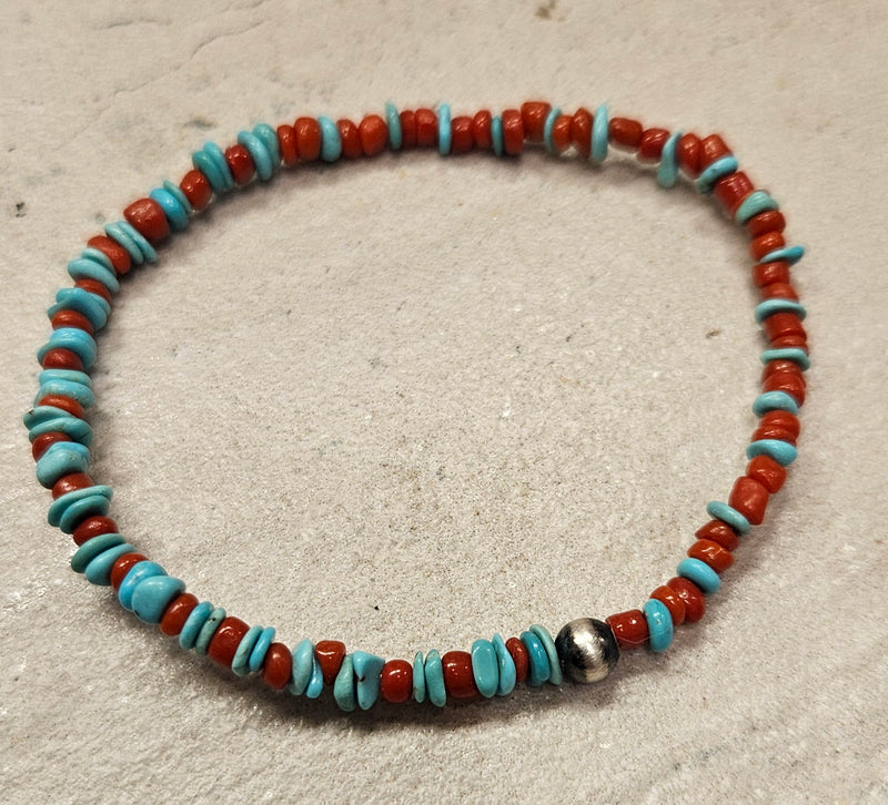 Natural Coral & Turquoise Bracelet 281