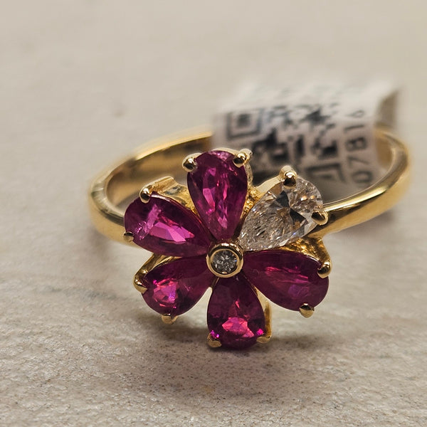 Dia Petal Ring W/ Pink Sapphires
