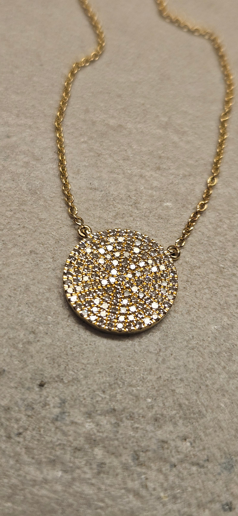Circle Diamon Disc Necklace
