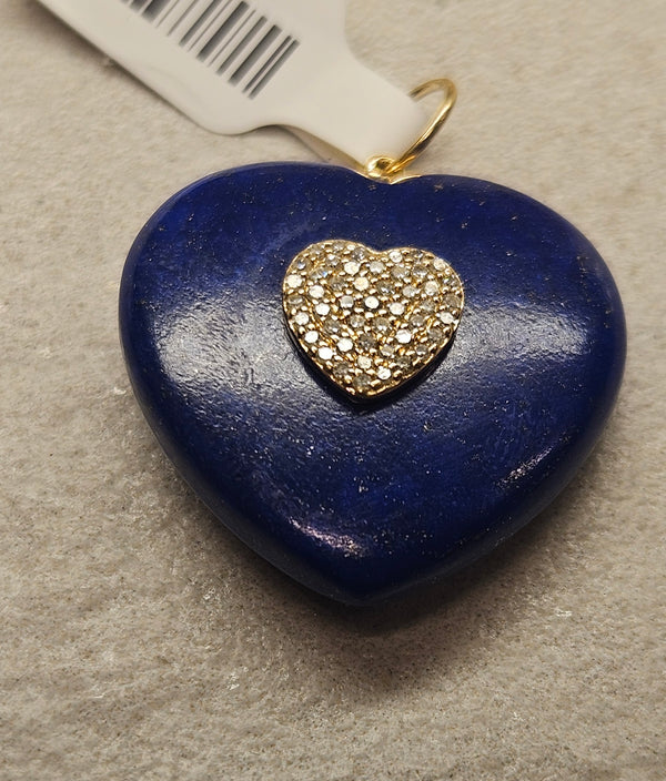 Lapis Heart & Dia Pendant