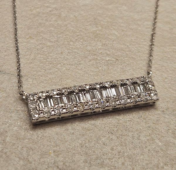 Diamond Bar White Gold Necklace