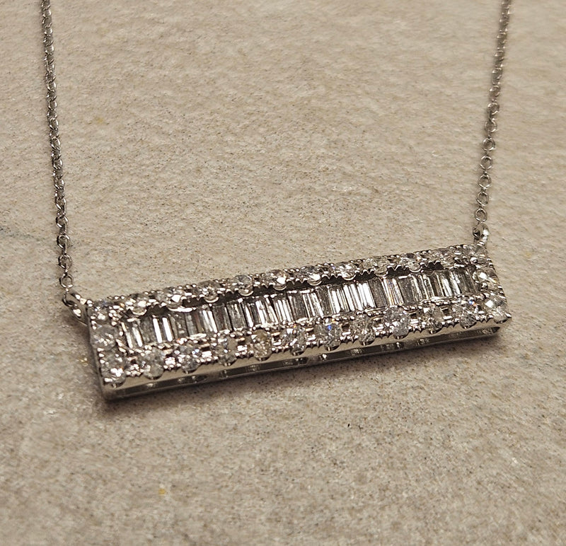 Diamond Bar White Gold Necklace