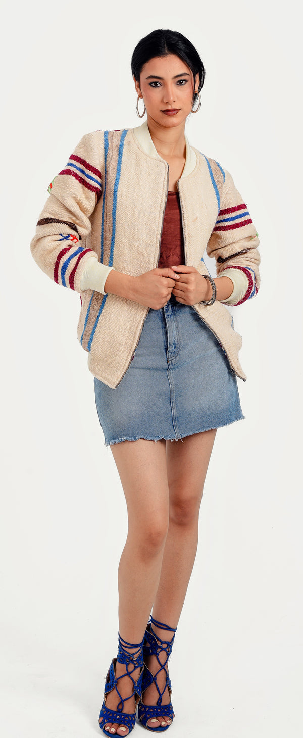 Bone Berber Weave Bomber 68 S