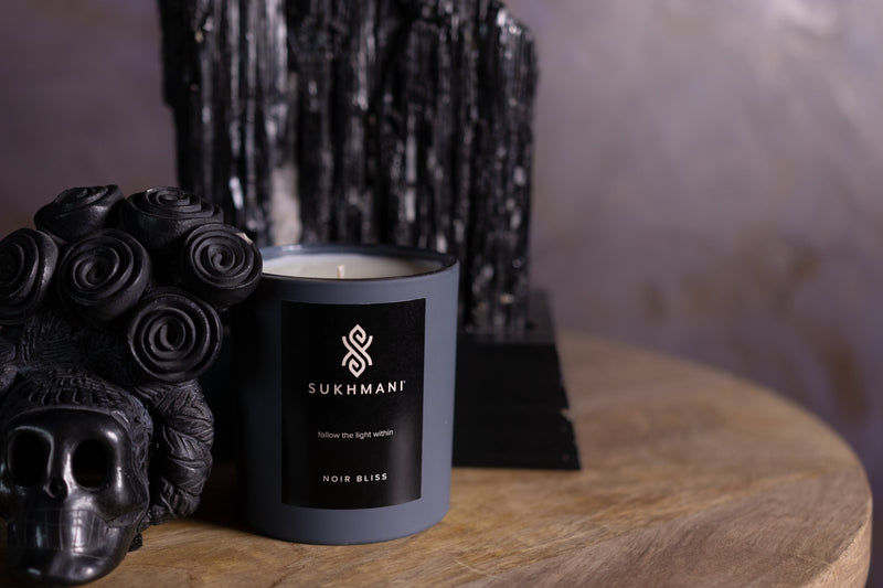 Signature Sukhmani Candle Noir Bliss in Charcoal Matte Vessel with Box