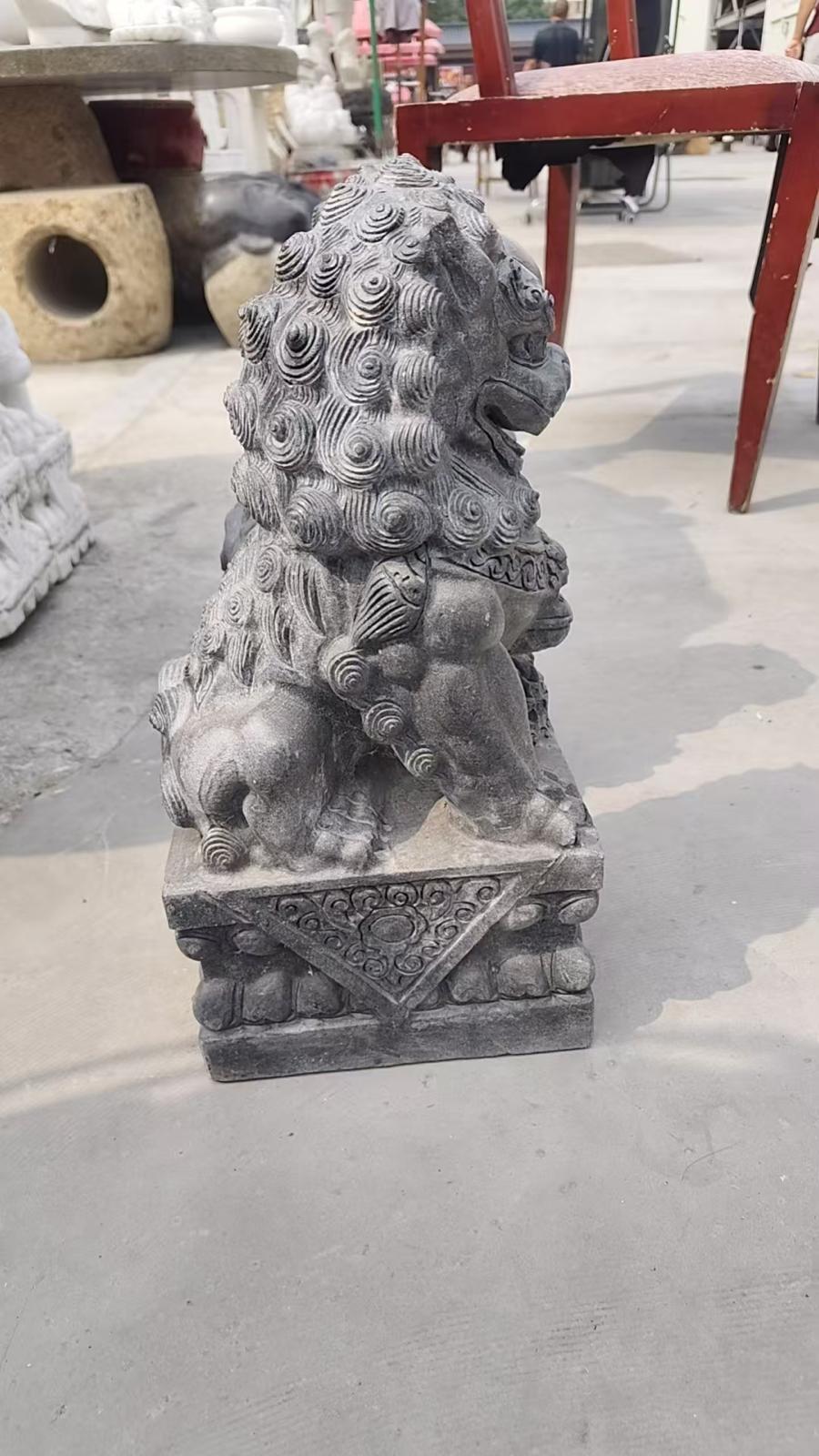 Foo dogs hand carved grey stone