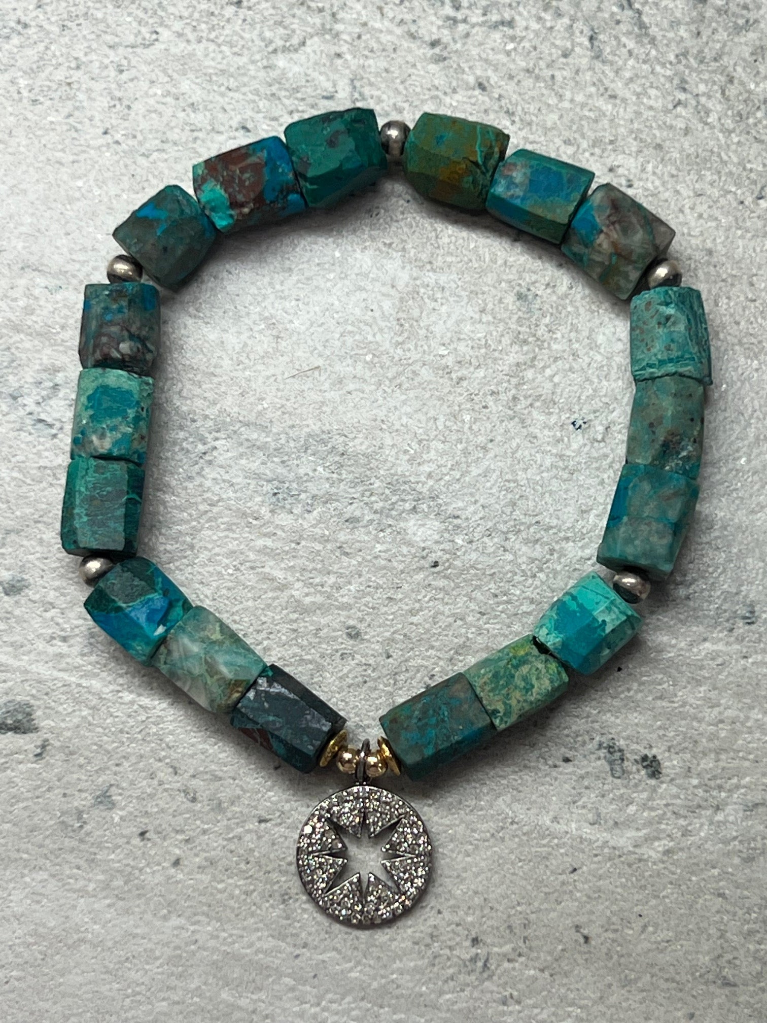 .295 18kt Chrysocolla Diamond charm Bracelet