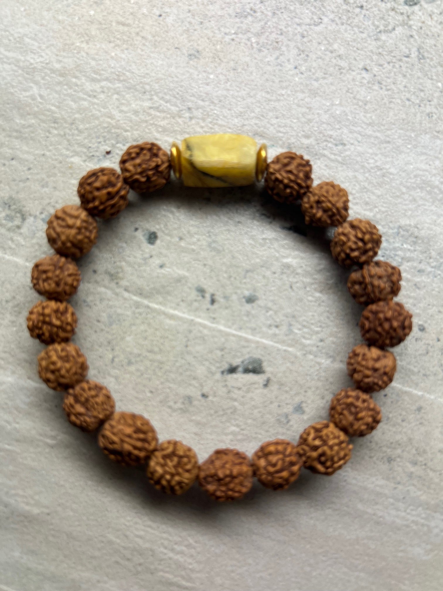 18 Kt YG Rudraksha Butterscotch Amber Bracelet