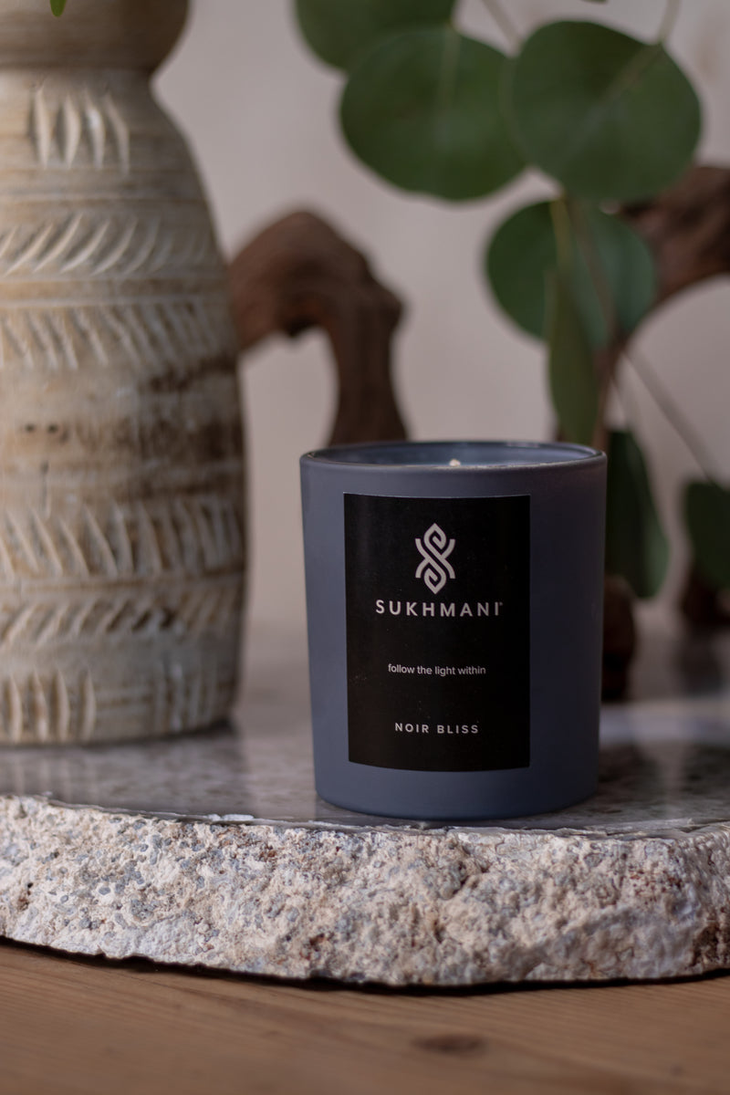 Signature Sukhmani Candle Noir Bliss in Charcoal Matte Vessel with Box