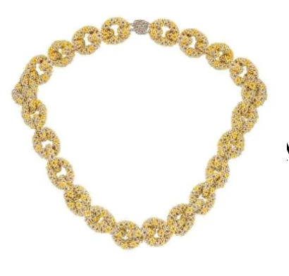 small beaded chain link gold necklace