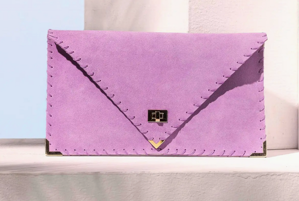 Lilac Suede Clutch