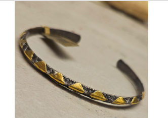 Sterling and Gold Wrap skinny Cuff