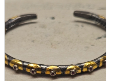 24k Gld Ruby Cuff Bracelet w/ .925 009
