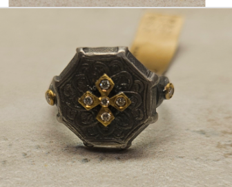 .925 Signette Dia 24k Gold Ring