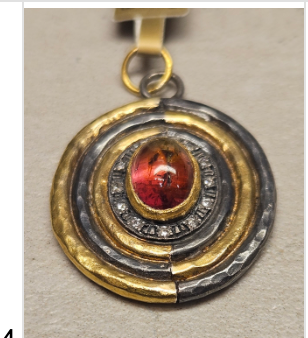 24k Gld Tourmaline Oval Dia Mixed Pendant 013