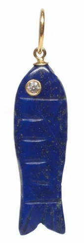Lapis Fish Pendant emerald Dia eye Jen Proudman