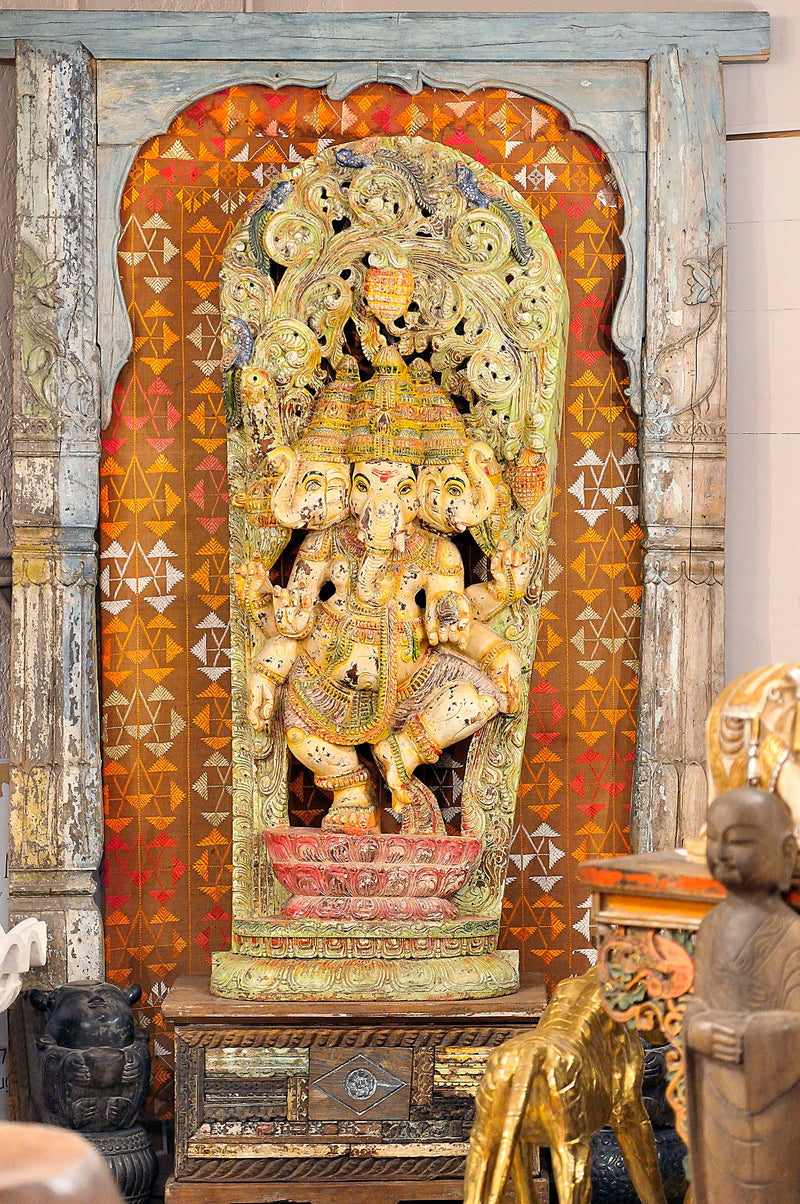 Spectacular ONE OF A KIND Tri Mukhti Ganesha Statue